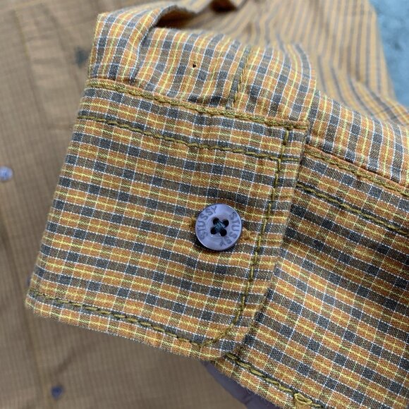 Stussy Shirt Mens Large Button Up Orange Long Sleeve Plaid Check Skater Pocket - Picture 8 of 10
